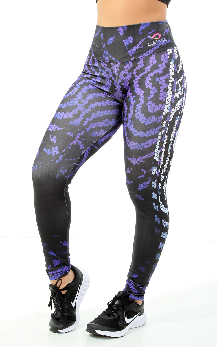 Calça Legging Sublimada roxa pixel – Galvic Fitness