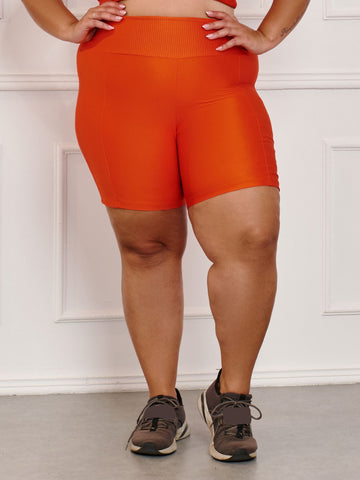 Bermuda Fitness Canelada C/Liso Plus Size