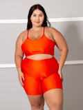 Conjunto Fitness Brilhoso  (Bermuda + Top S/Bojo) Plus Size