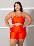 Conjunto Fitness Brilhoso  (Bermuda + Top S/Bojo) Plus Size