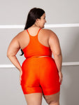 Conjunto Fitness Brilhoso  (Bermuda + Top S/Bojo) Plus Size