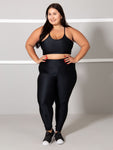 Conjunto Fitness Brilhoso Legging + Top S/bojo Plus Size