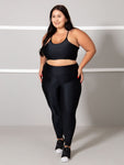 Conjunto Fitness Brilhoso Legging + Top S/bojo Plus Size