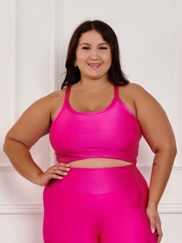 Top Feminino Fitness Canelado C/Liso  Plus size