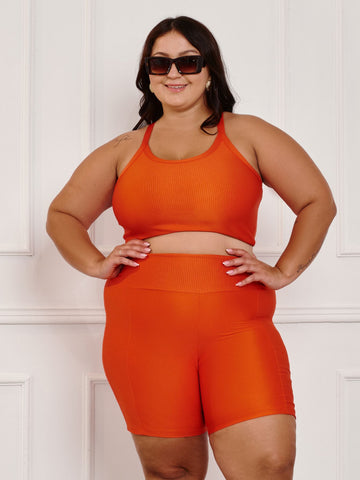 Conjunto Fitness Canelado C/Liso Plus Size