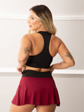 Short Saia Feminino Fitness Cor Vinho Liso