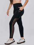 Calça Legging Fitness Com Bolso Lateral Detalhe Tela