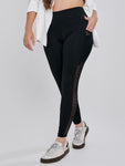 Calça Legging Fitness Com Bolso Lateral Detalhe Tela