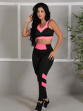 Conjunto fitness com detalhe em recortes (top+calça)